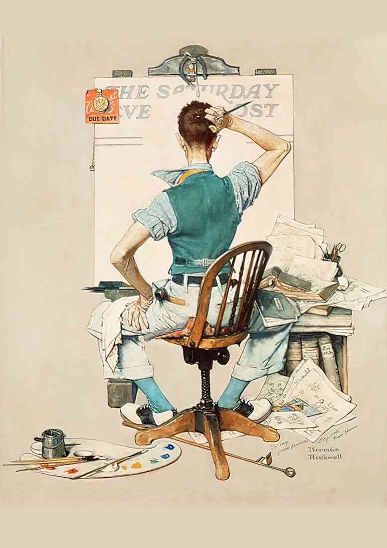Norman Rockwell artist facing blank A4 Photo Print