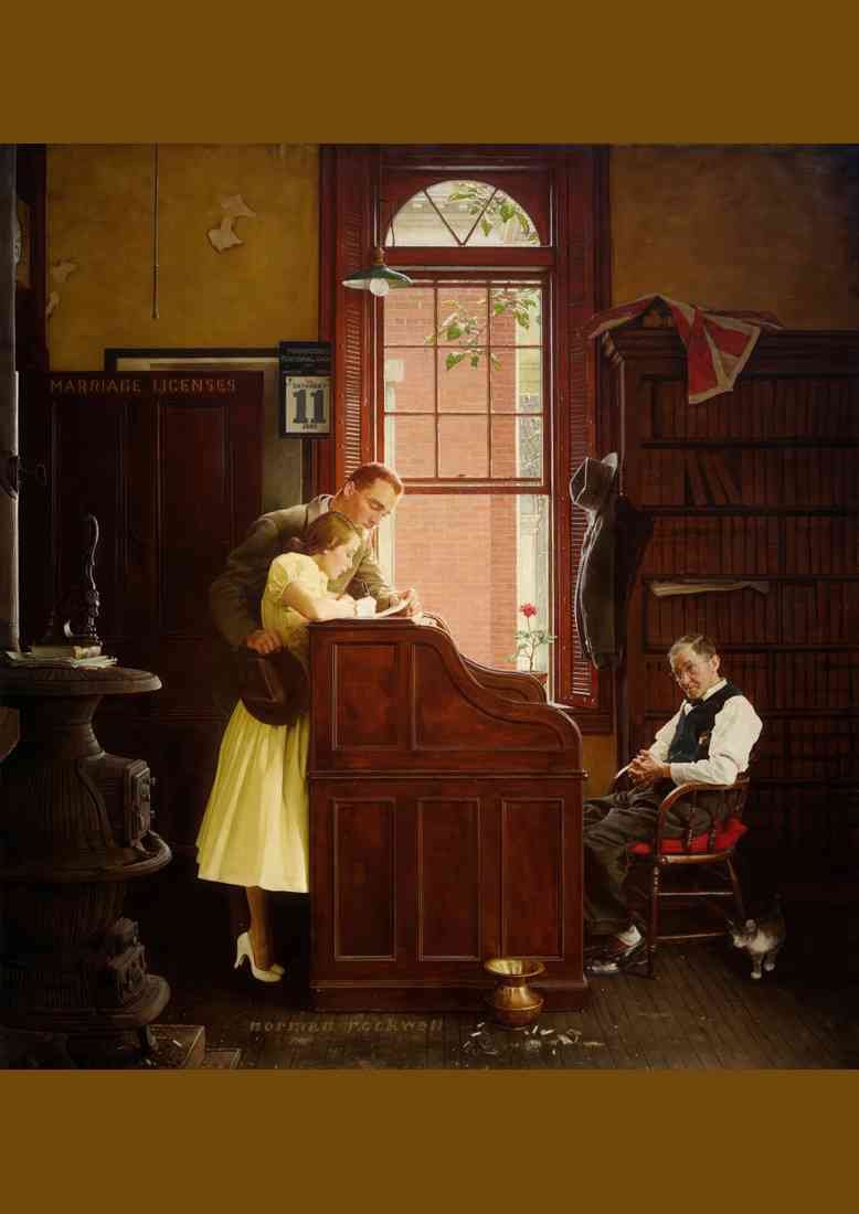 Norman Rockwell marriage license A4 Photo Print