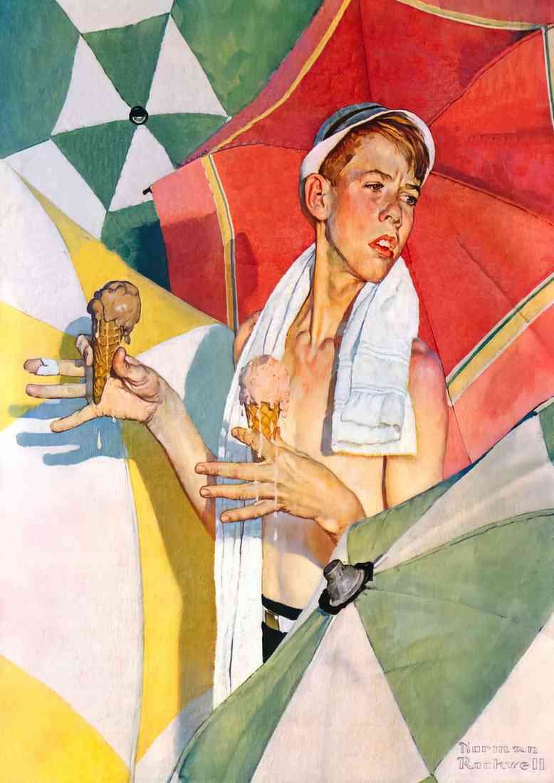 Norman Rockwell melting ice cream A4 Photo Print