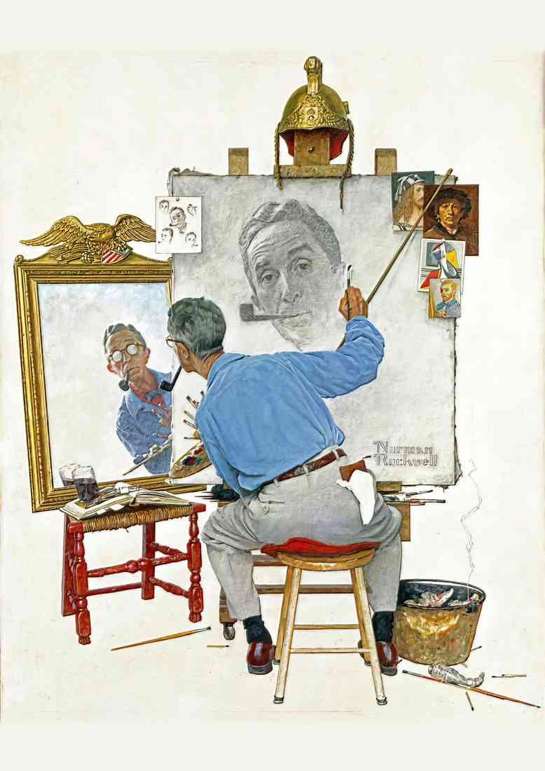 Norman Rockwell self portrait 2 SHARP A4 Photo Print