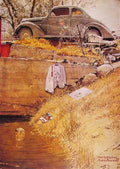 Norman Rockwell the swimming hole A4 Photo Print