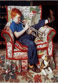 Norman Rockwell trumpet practice 2 A4 Photo Print