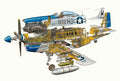North American P 51 Mustang cutaway A4 Photo Print