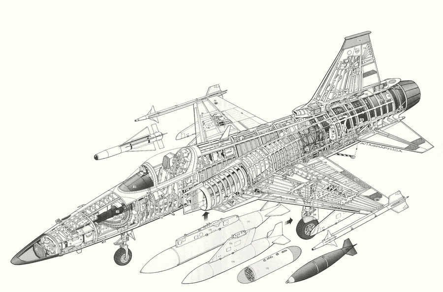 Northrop F 20 Tigershark cutaway A4 Photo Print