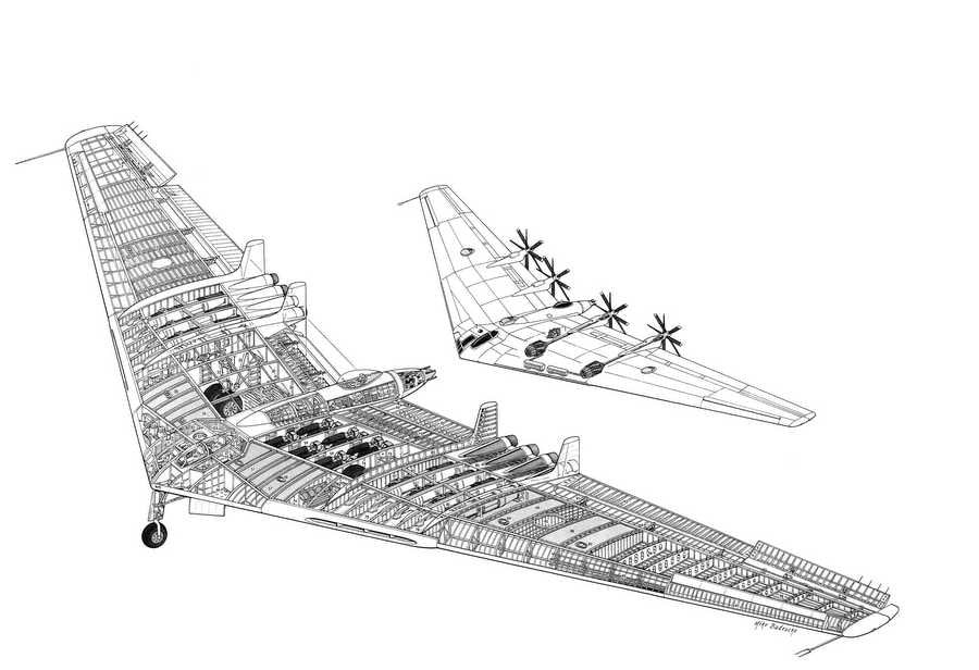 Northrop YB 49 cutaway A4 Photo Print