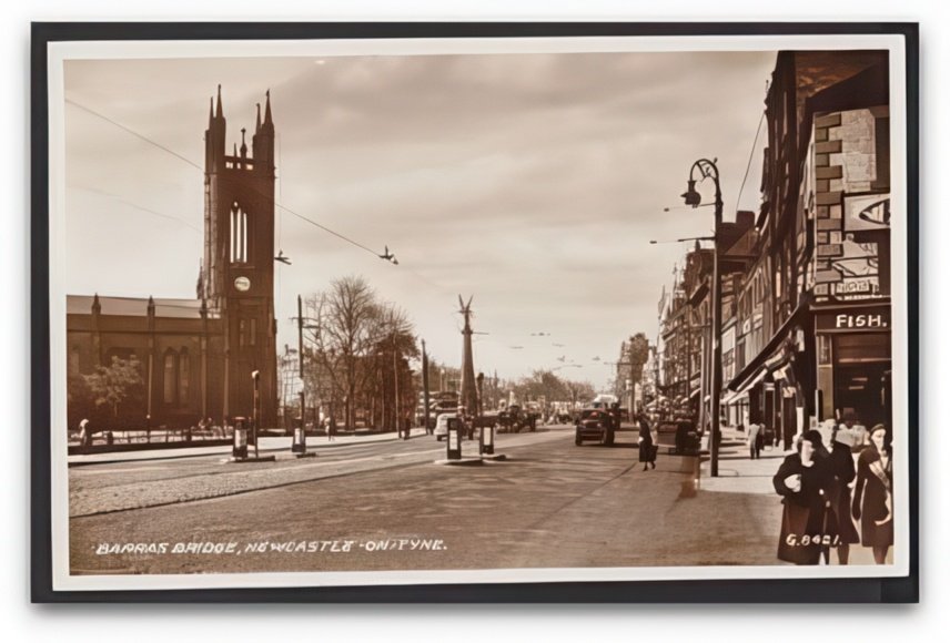 Northumberland Newcastleontyne Barras Bridge Church & Eldon Place Vintage A4 Photo Print