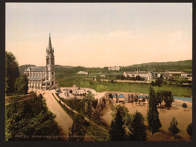 Notre Dame Lourdes Pyrenees Vintage A4 Photo Print