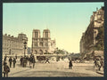 Notre Dame and St Michael bridge Paris Vintage A4 Photo Print