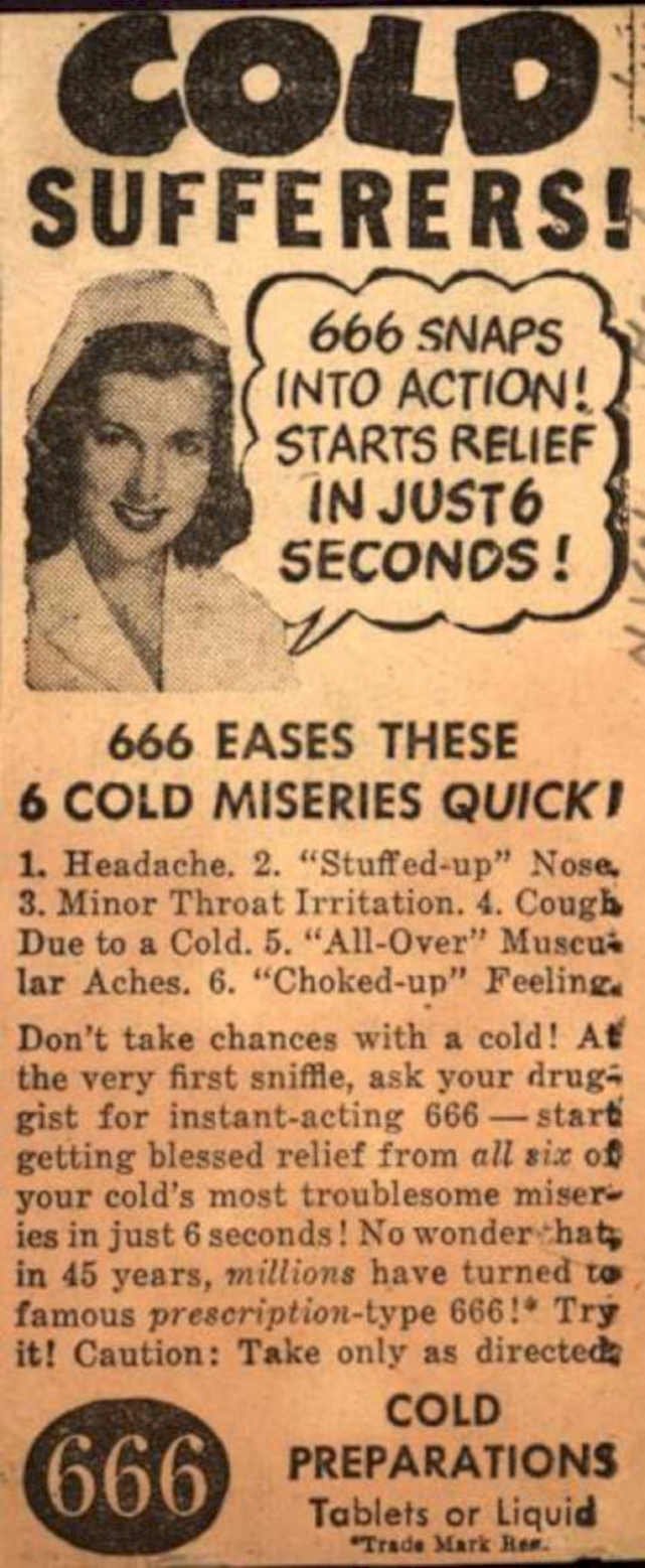 Nurse Cold 666 Vintage Retro Advert Ads A4 Photo Print