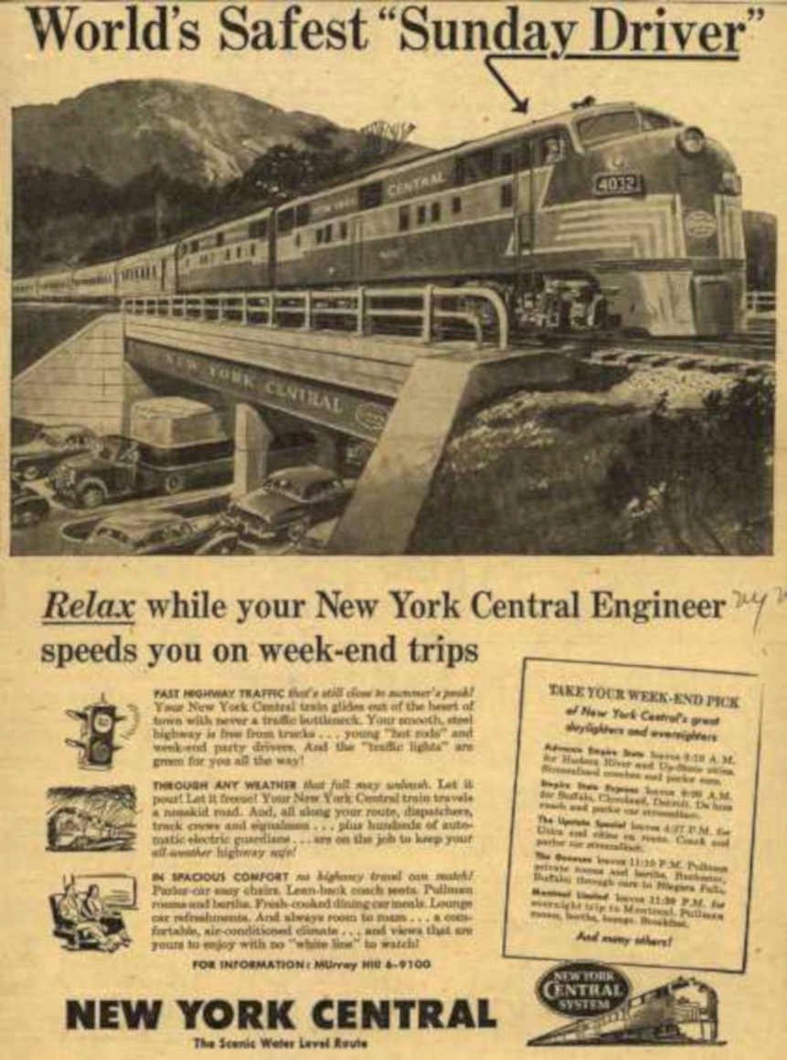 Nyc Train Sunday Vintage Retro Advert Ads A4 Photo Print