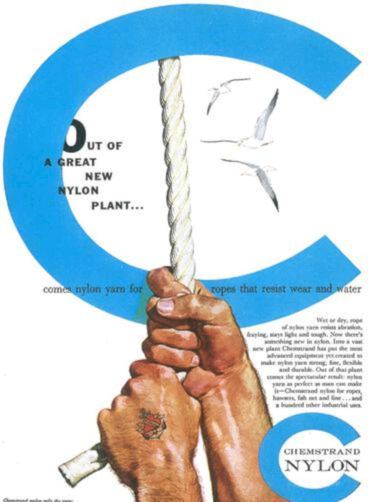 Nylon Rope Seagulls Vintage Retro Advert Poster A4 Photo Print