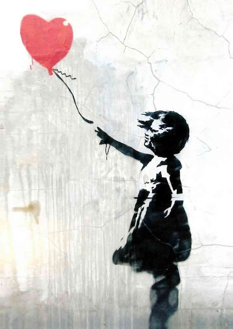 OCT 2013 Banksy Bristol Graffiti girl with red balloon 2 A4 Photo Print