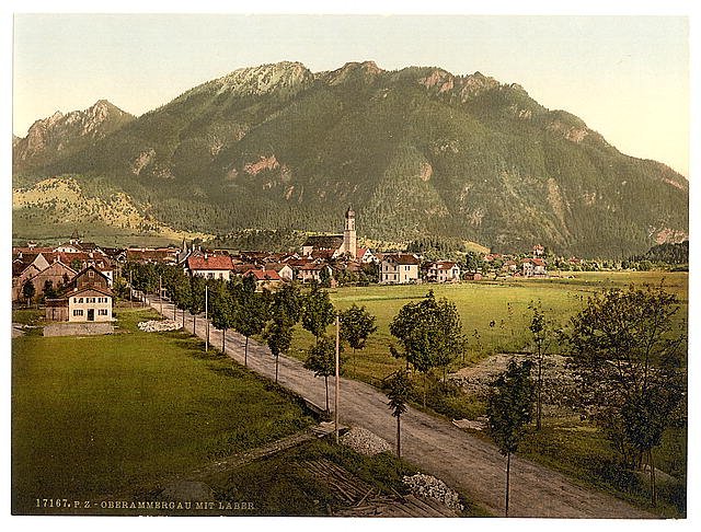 Oberammergau with Laber Upper Bavaria Vintage A4 Photo Print