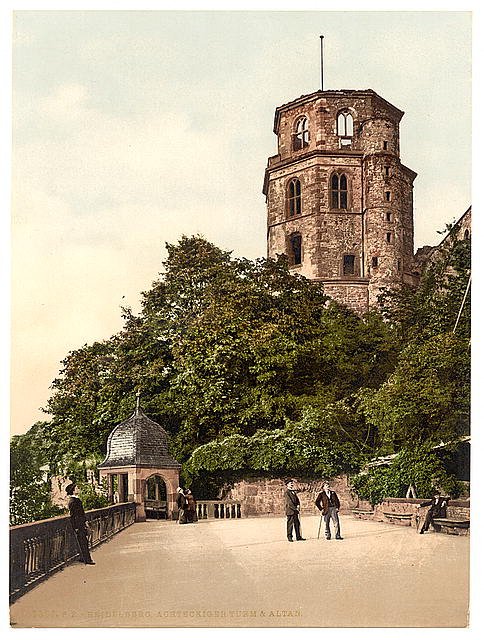 Octagonal Tower and Terrace Heidelberg Baden Vintage A4 Photo Print