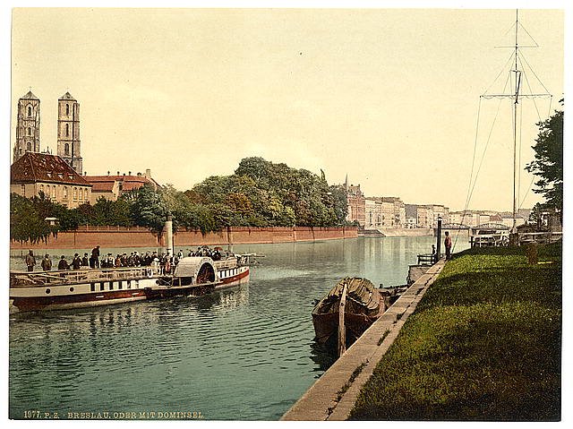 Oder River with Cathedral Island Breslau Silesia Vintage A4 Photo Print