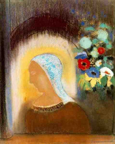 Odilon Redon Profile Flowers A4 Photo Print