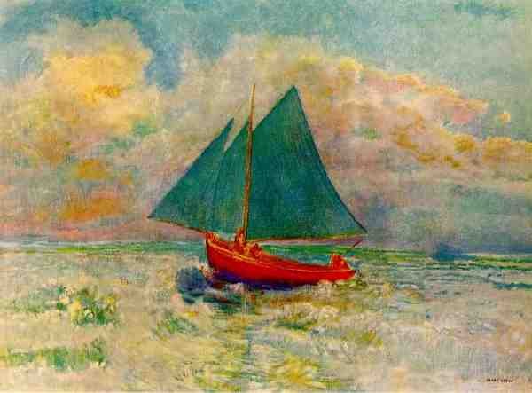 Odilon Redon Red Boat A4 Photo Print