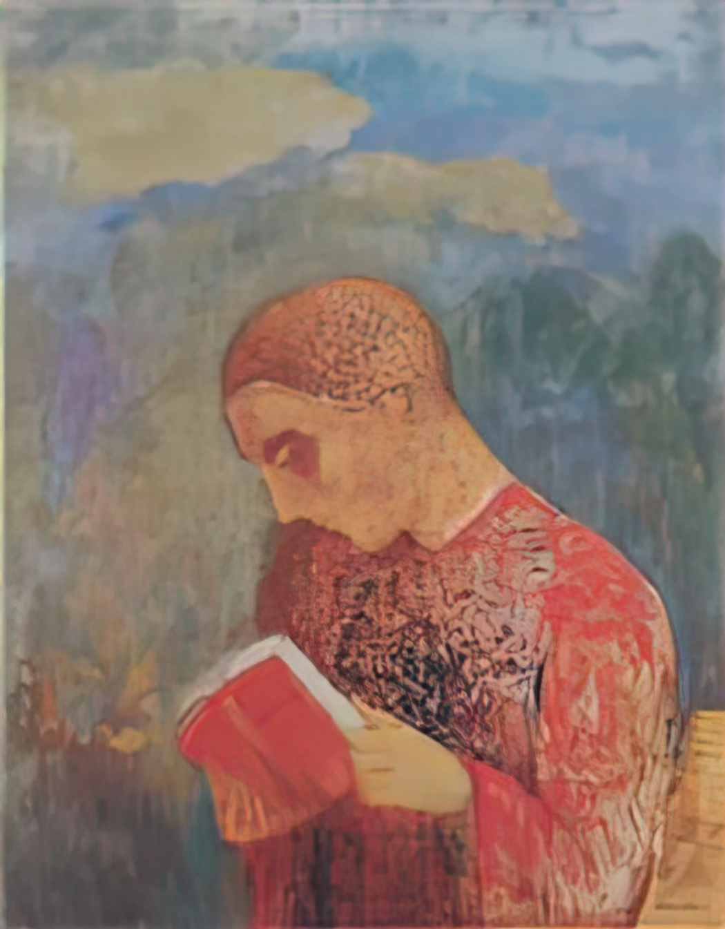 Odilon Redon alsace or reading monk Art A4 Photo Print