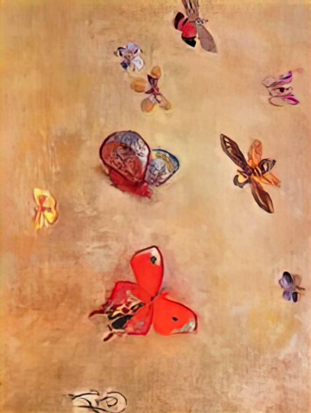 Odilon Redon butterflies 1913 Art A4 Photo Print