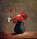 Odilon Redon carnations and baby s breath in a green pitcher Art A4 Photo Print