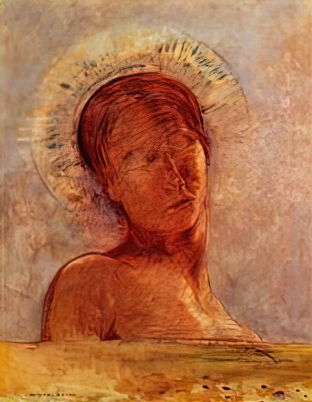 Odilon Redon closed eyes 1899 Art A4 Photo Print