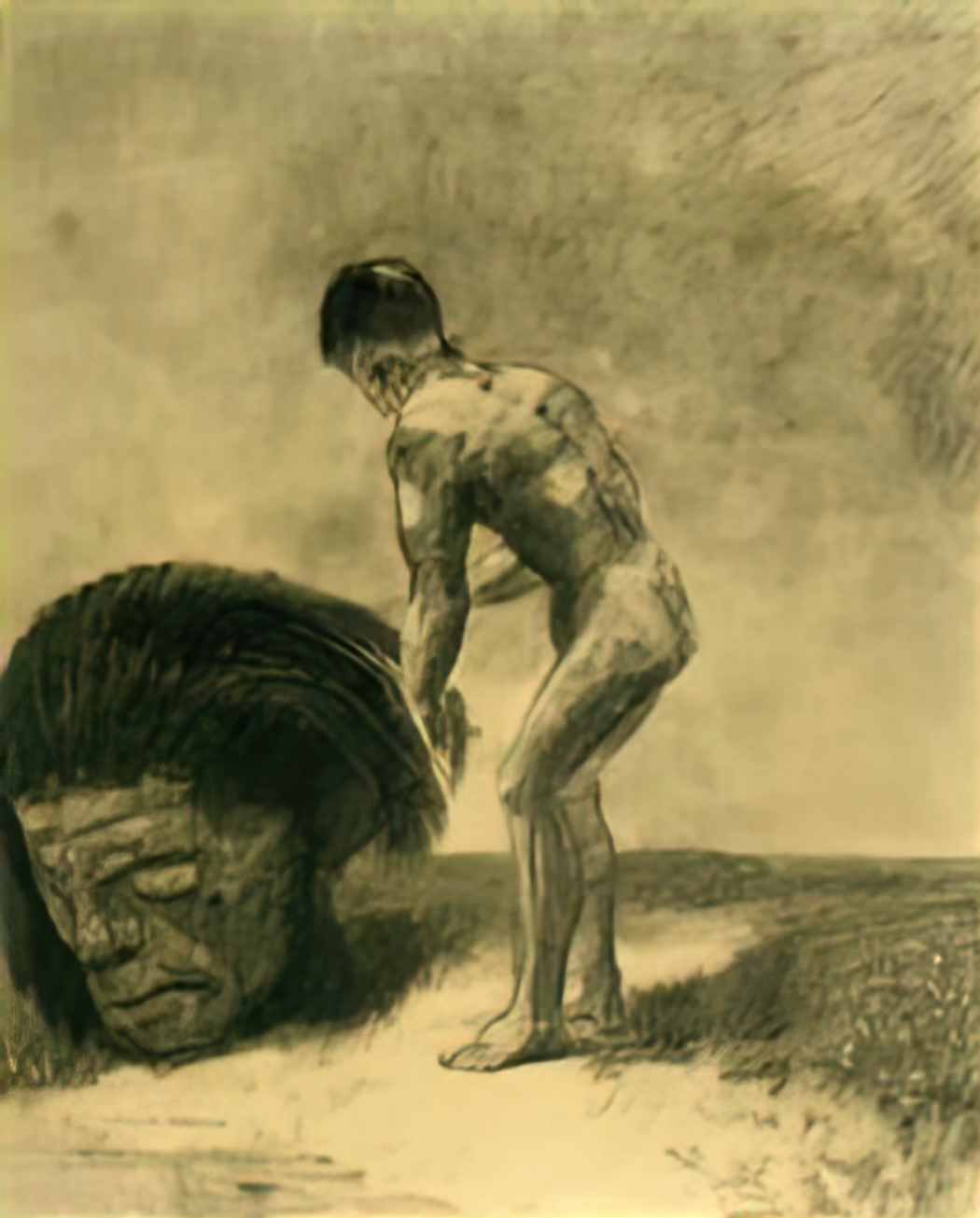 Odilon Redon david and goliath 1875 Art A4 Photo Print