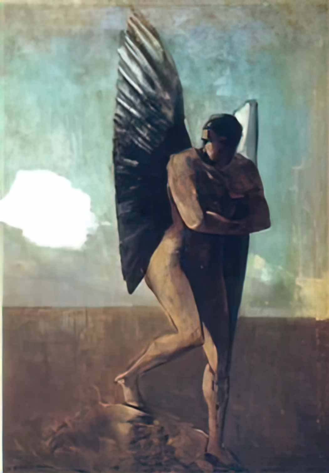 Odilon Redon fallen angel looking at at cloud Art A4 Photo Print