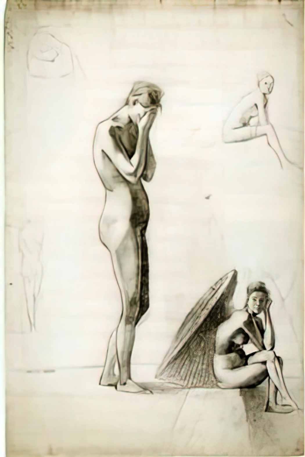Odilon Redon five studies of female nudes Art A4 Photo Print