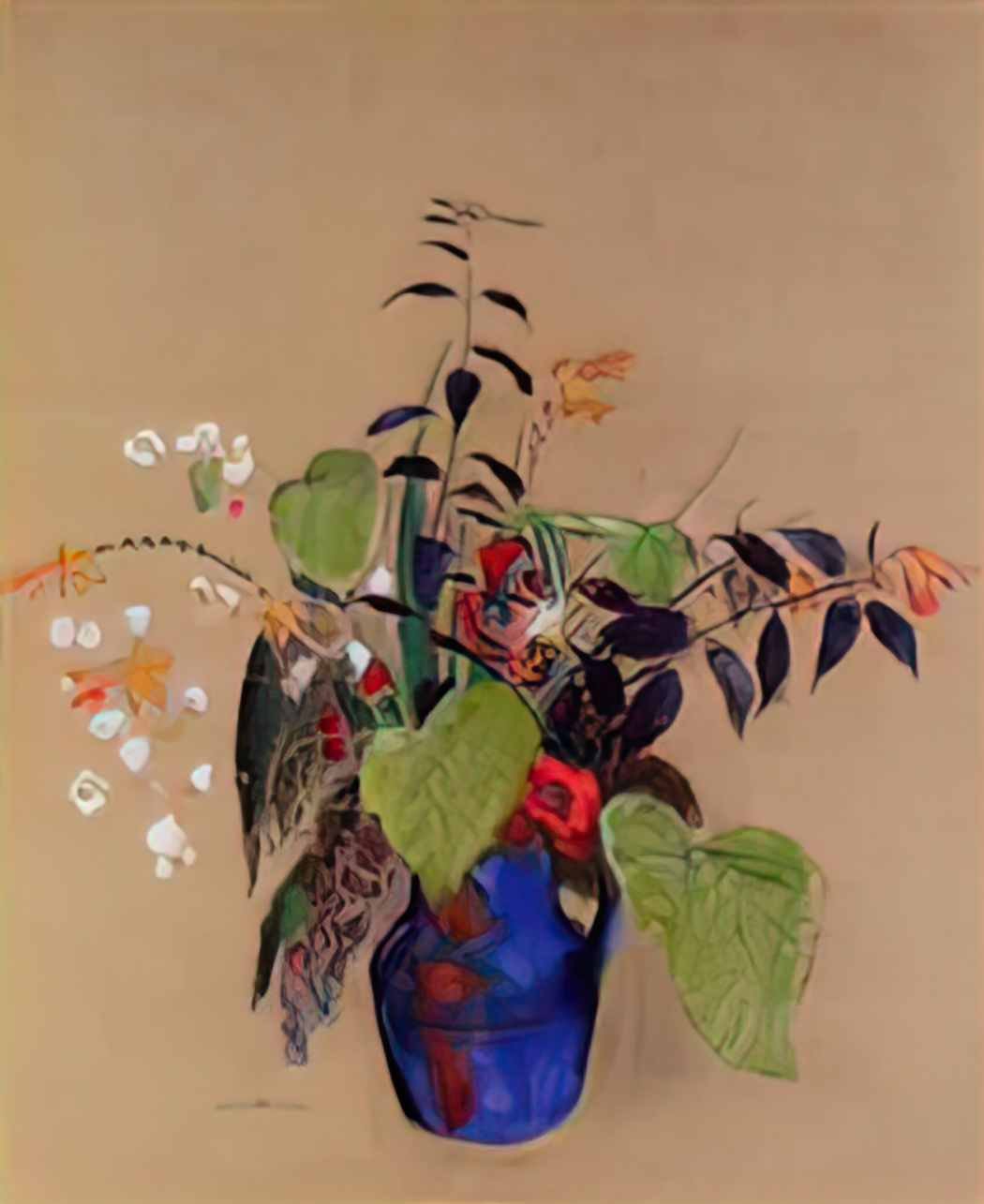 Odilon Redon flowers in a blue jug Art A4 Photo Print