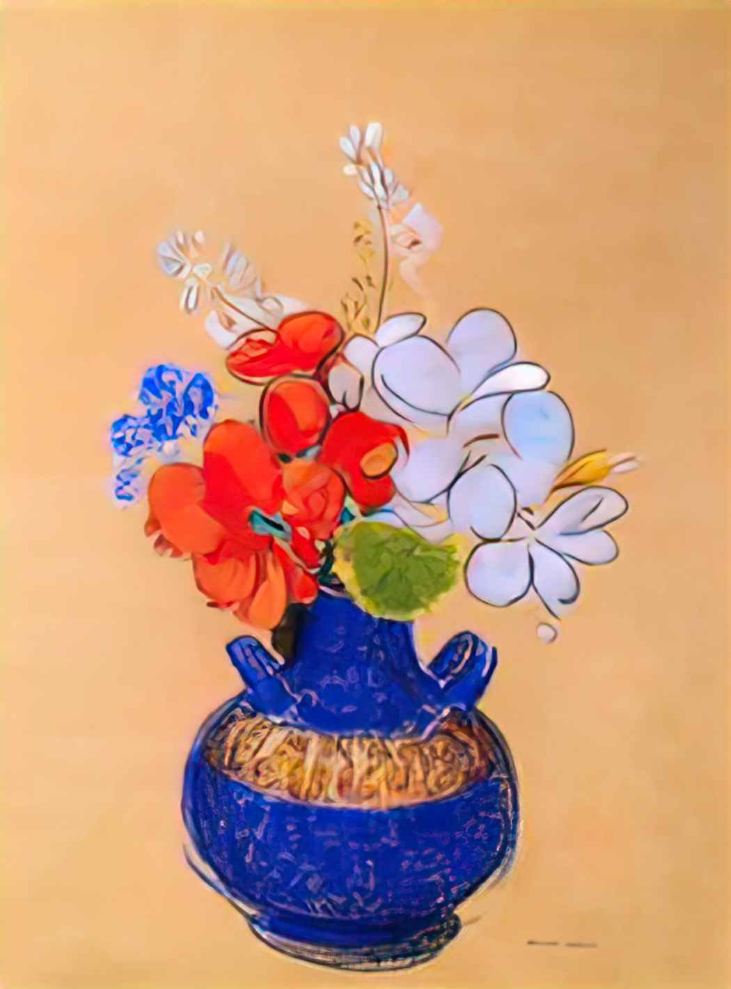 Odilon Redon flowers in a blue vase 1 Art A4 Photo Print