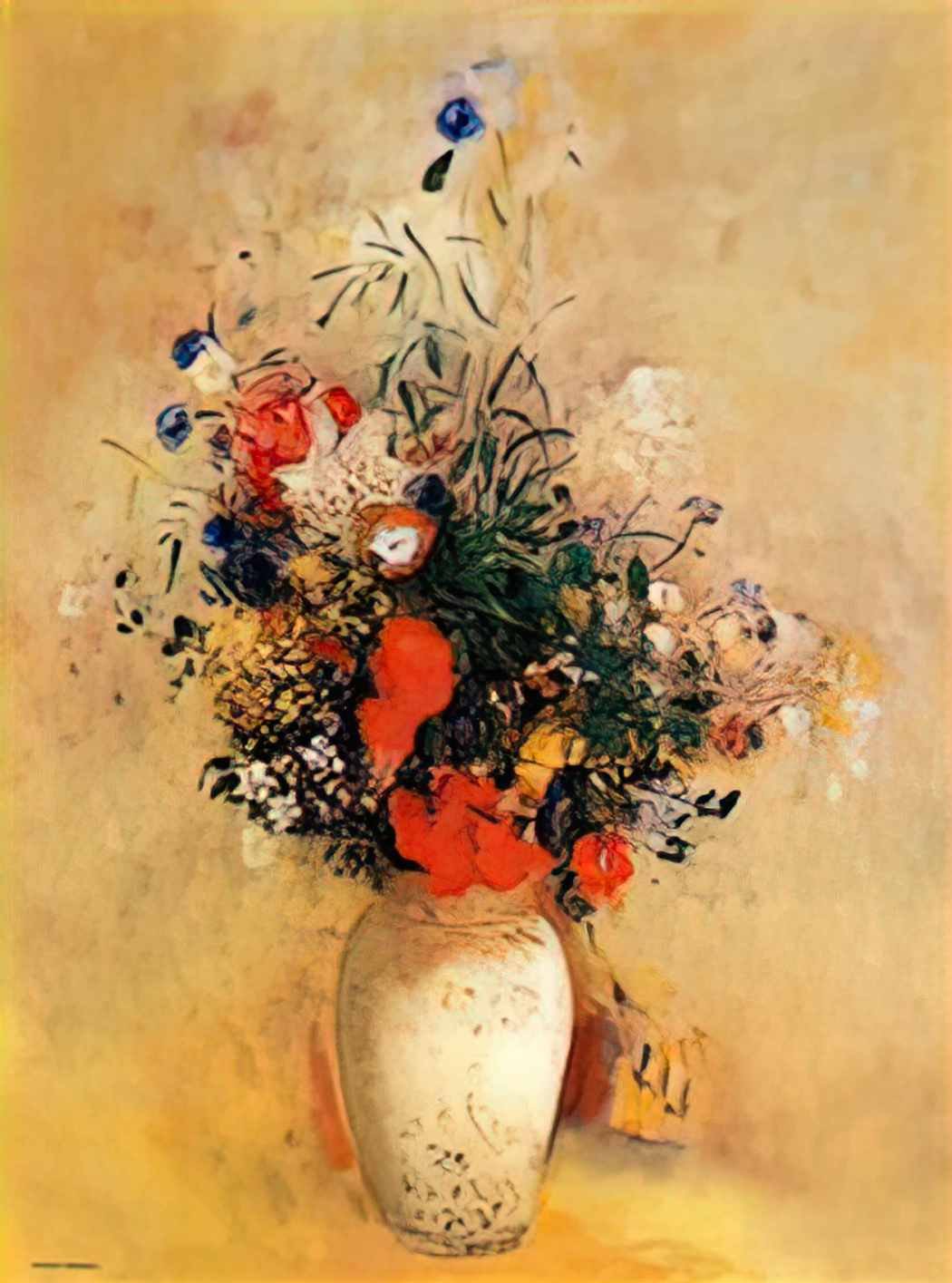 Odilon Redon flowers in a blue vase Art A4 Photo Print
