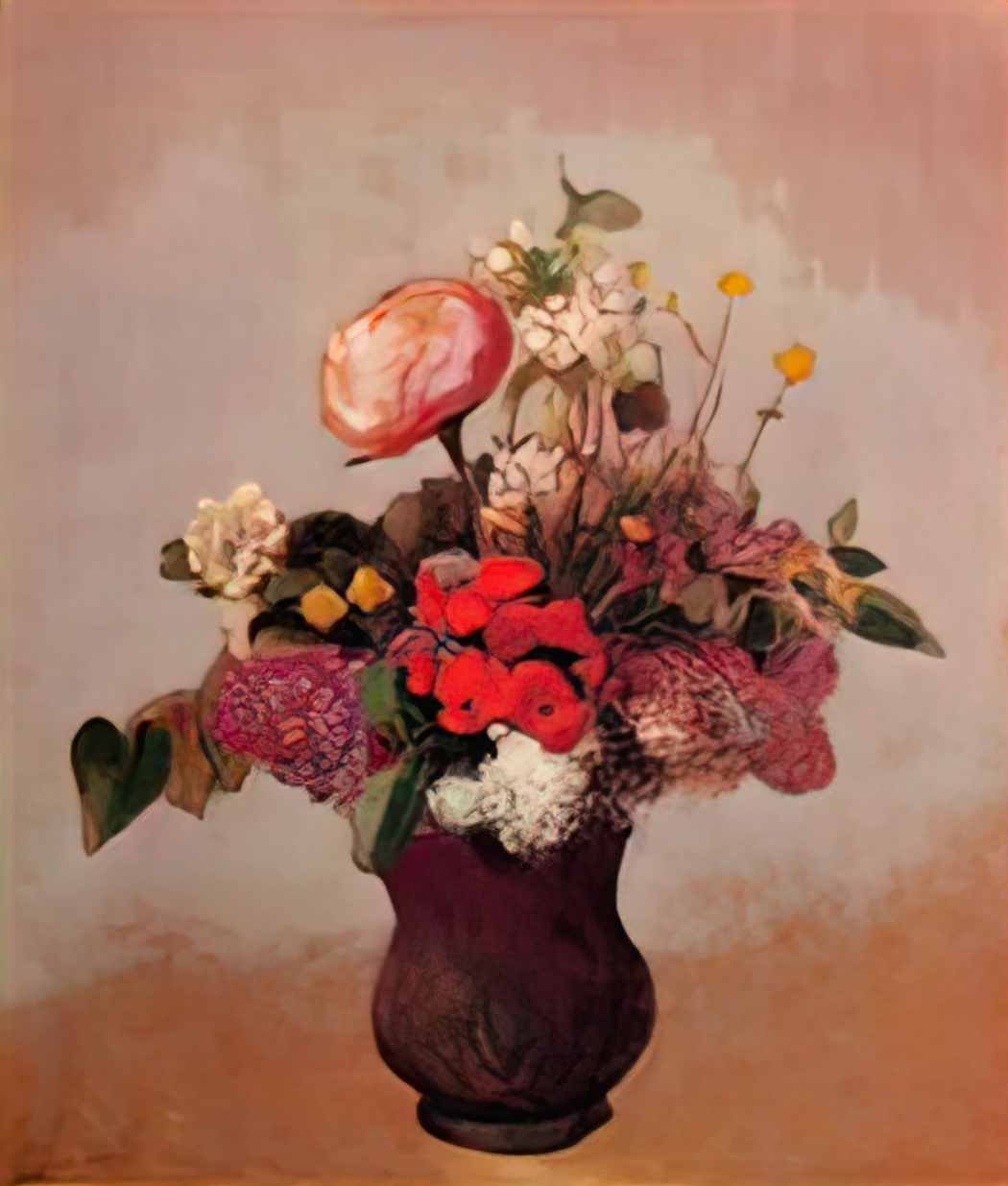 Odilon Redon flowers in aa brown vase Art A4 Photo Print