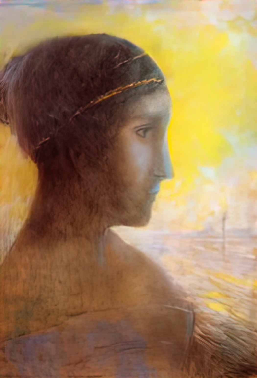 Odilon Redon head of a young woman in profile Art A4 Photo Print