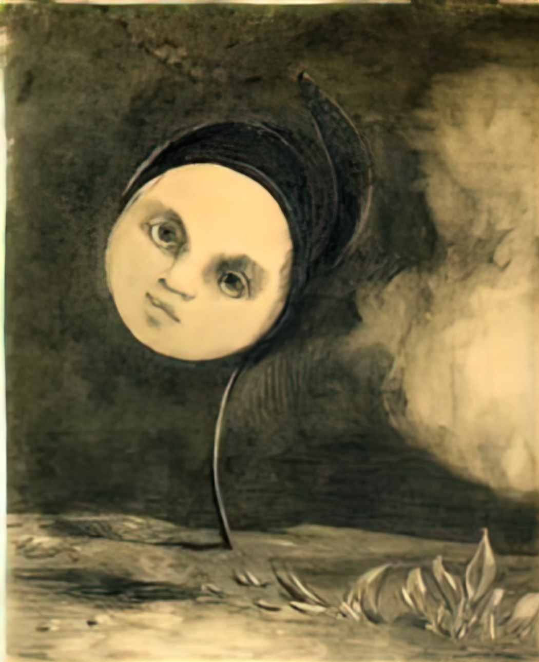Odilon Redon head on a stem Art A4 Photo Print