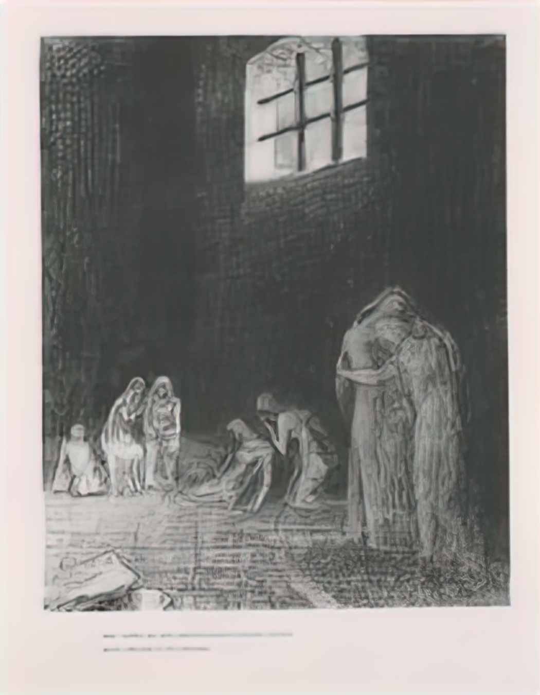 Odilon Redon in the shadow people are weeping and praying surrounded Art A4 Photo Print