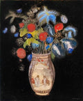 Odilon Redon large boquet on a black background Art A4 Photo Print