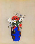 Odilon Redon poppies and daisies in a blue vase Art A4 Photo Print