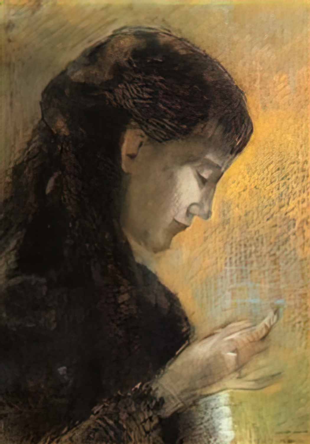 Odilon Redon portrait of madame redon embroidering 1880 Art A4 Photo Print
