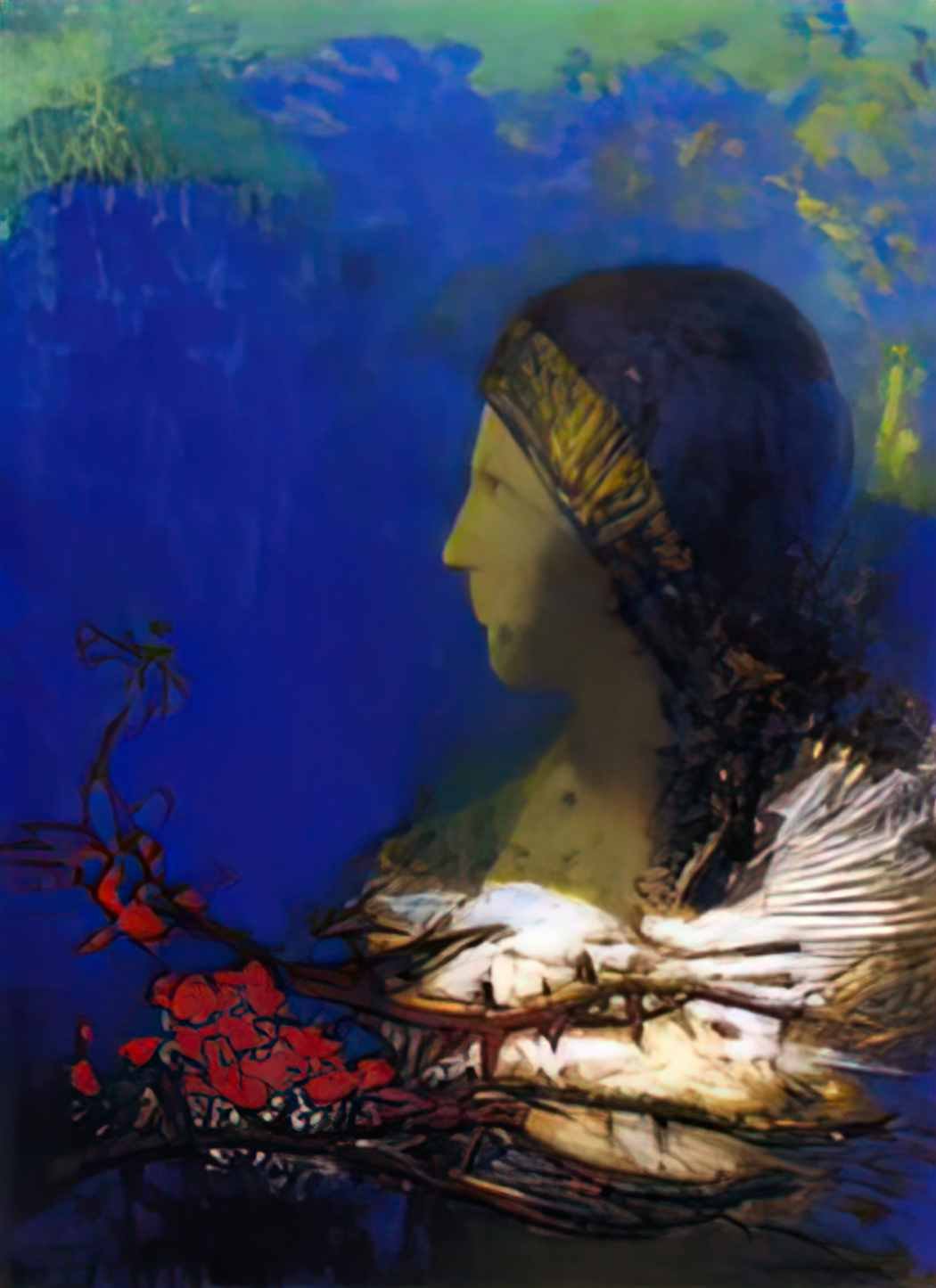 Odilon Redon red thorns Art A4 Photo Print