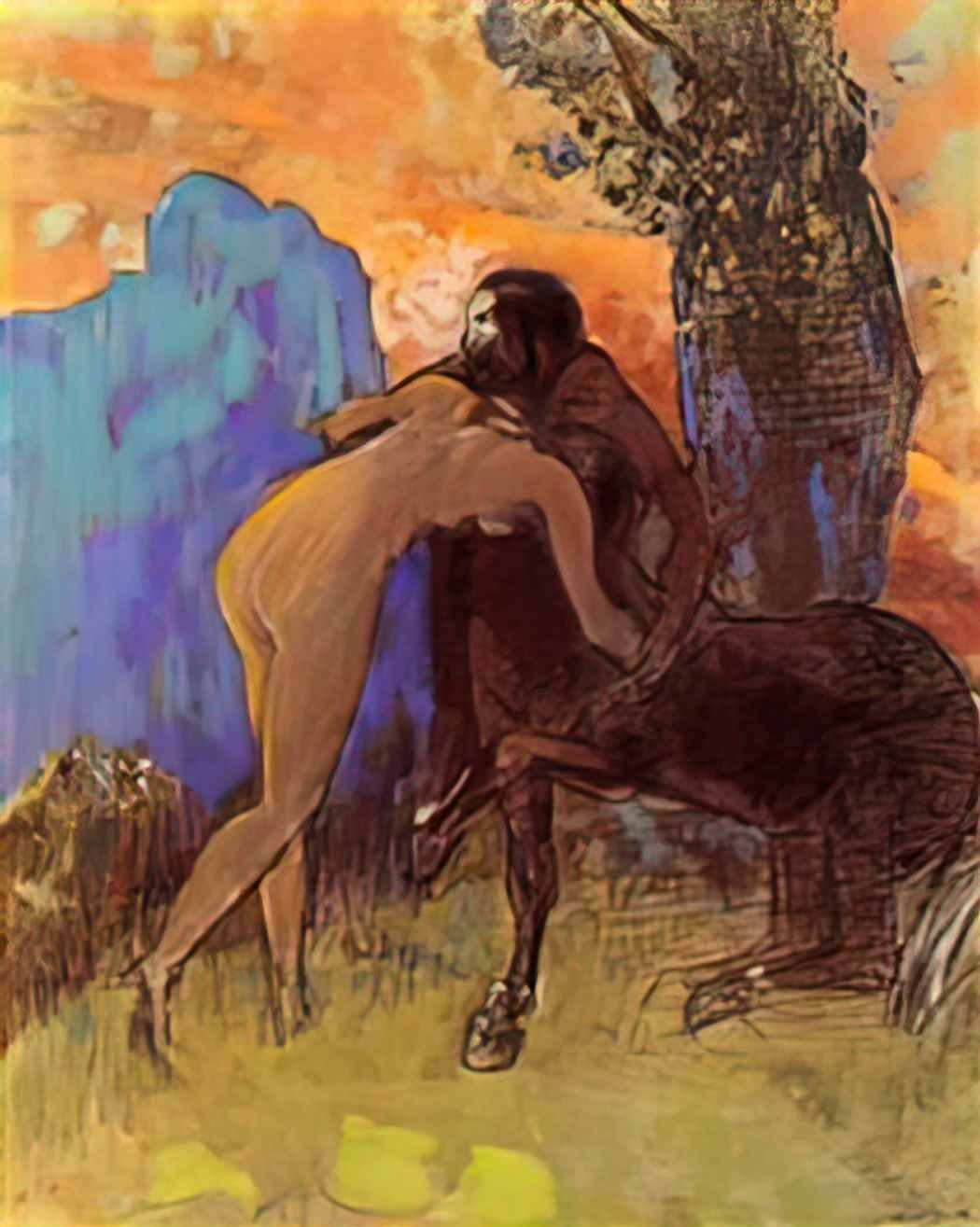 Odilon Redon struggle between woman and centaur Art A4 Photo Print