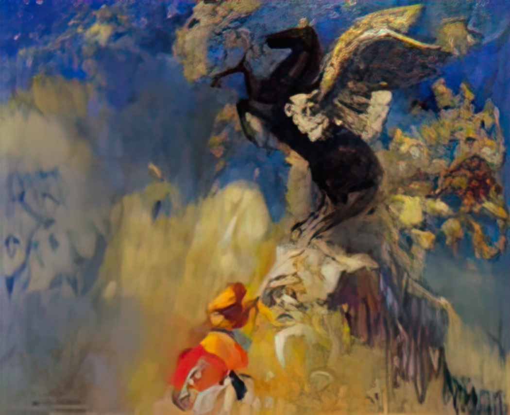 Odilon Redon the black pegasus Art A4 Photo Print