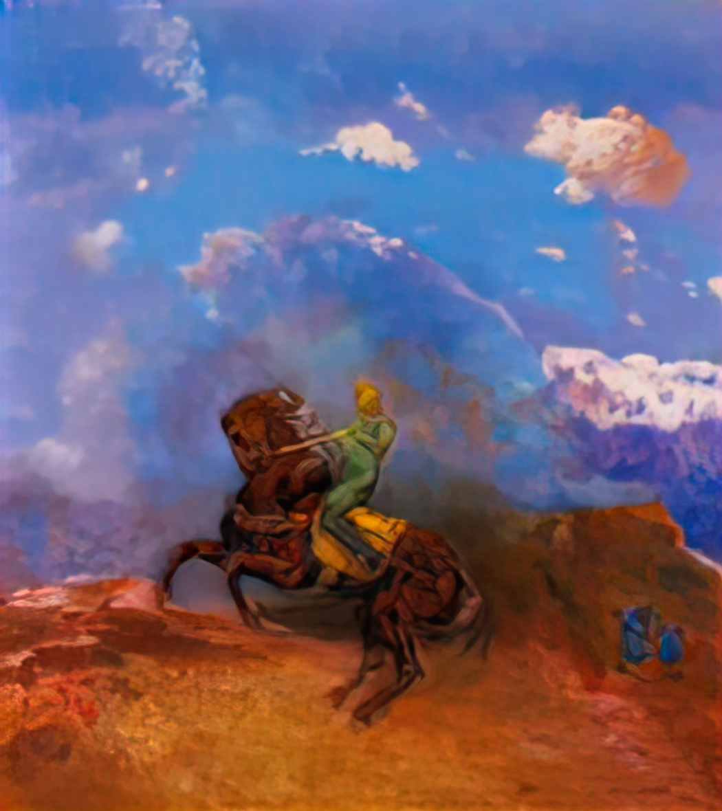Odilon Redon the green horseman Art A4 Photo Print