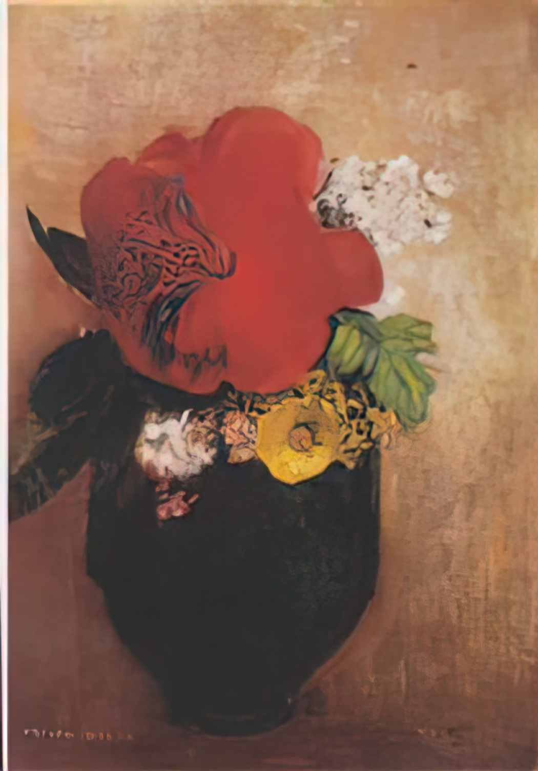 Odilon Redon the red poppy Art A4 Photo Print