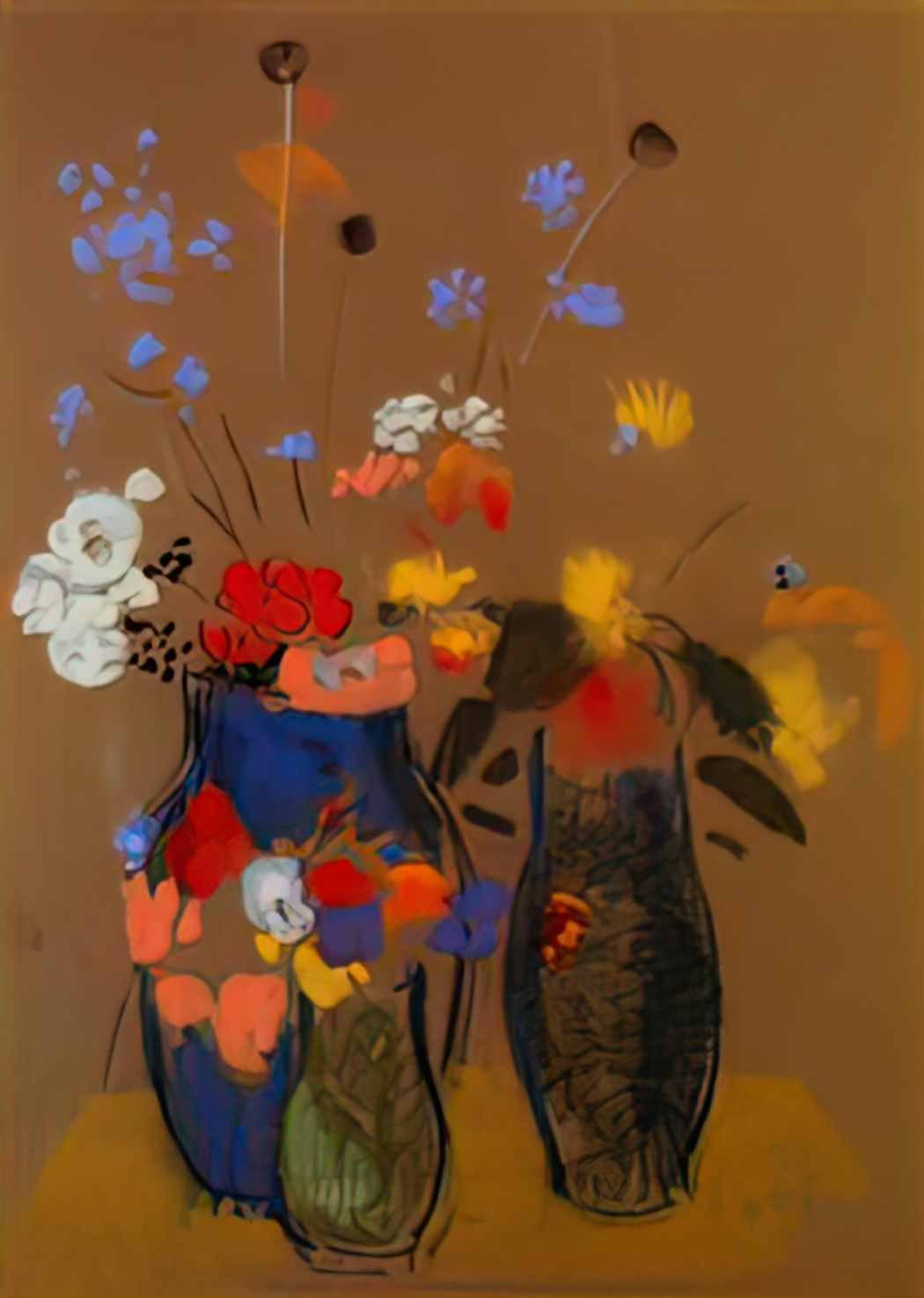 Odilon Redon three vases of flowers Art A4 Photo Print