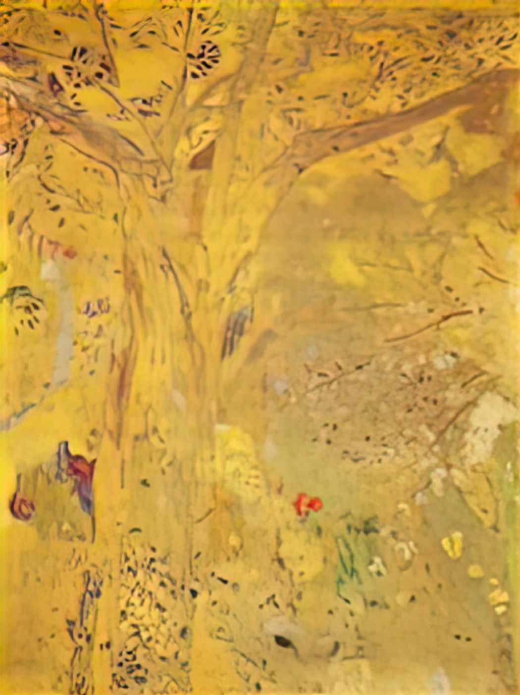 Odilon Redon tree against a yellow background 1901 Art A4 Photo Print