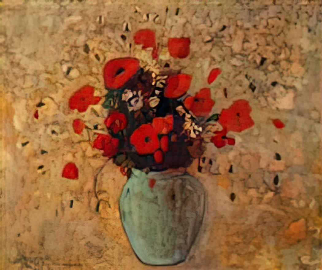 Odilon Redon vase of poppies Art A4 Photo Print