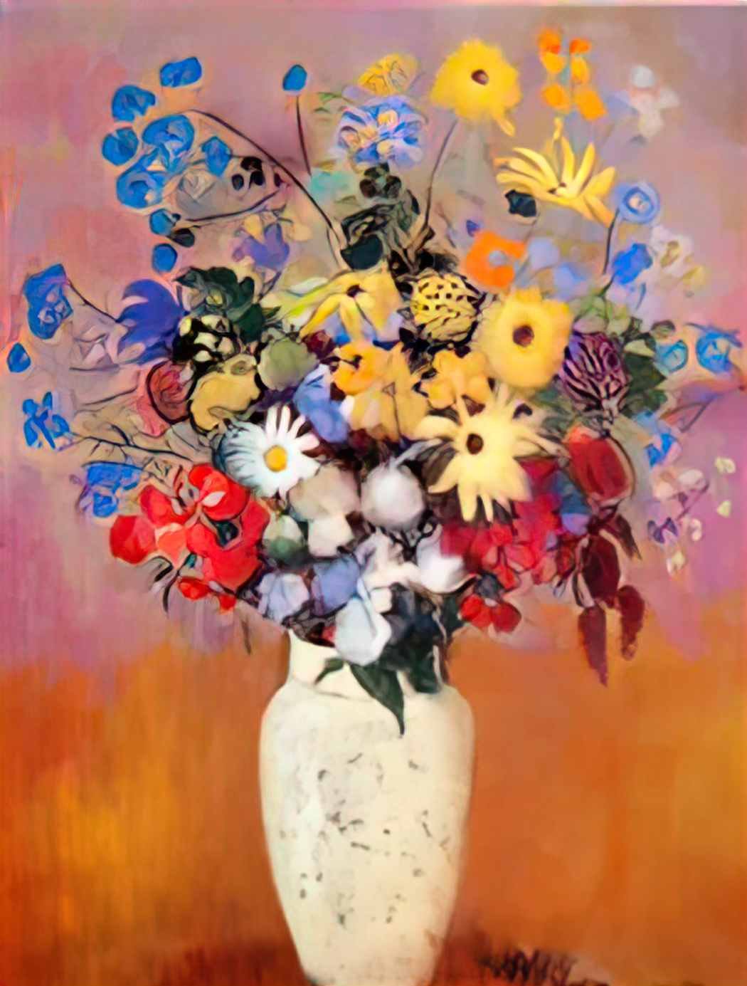 Odilon Redon white vase with flowers 1916 Art A4 Photo Print