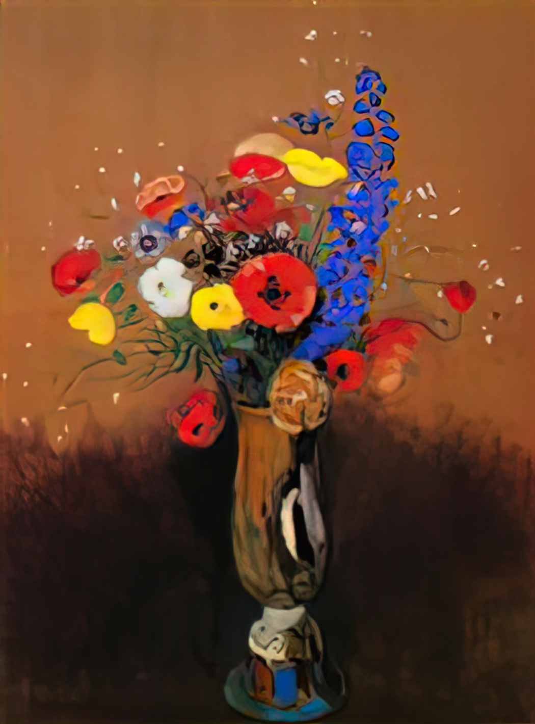 Odilon Redon wild flowers in a long necked vase Art A4 Photo Print