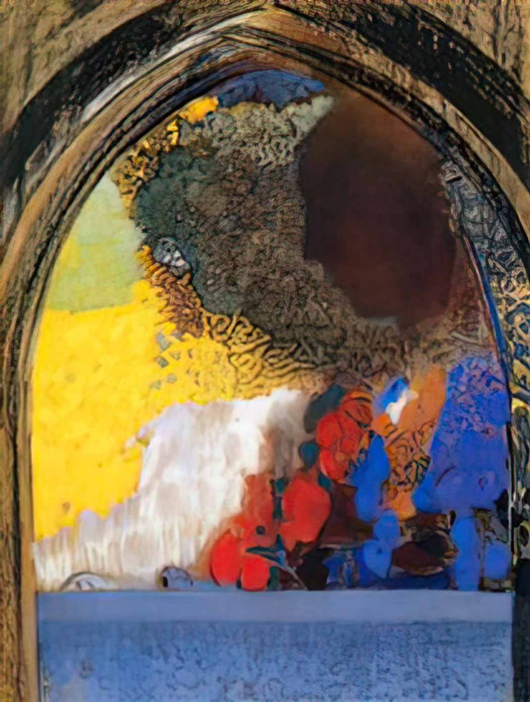 Odilon Redon woman in profile under a gothic arch 1 Art A4 Photo Print