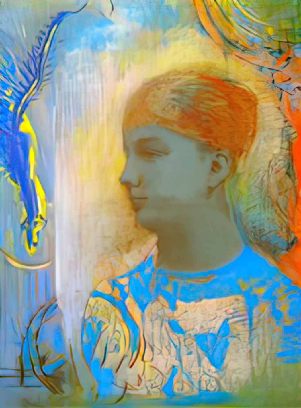 Odilon Redon young girl facing left Art A4 Photo Print